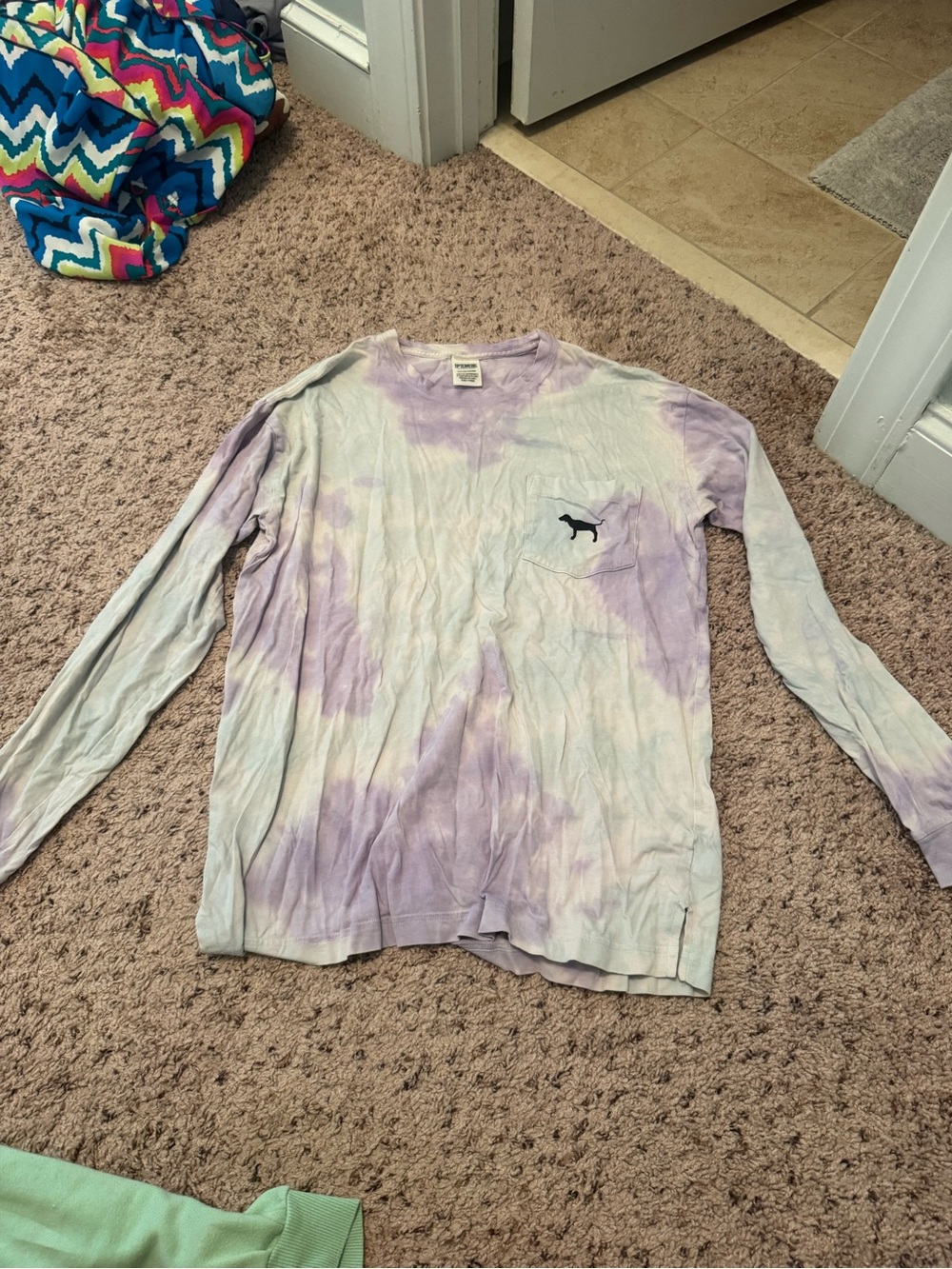 PINK Victoria's Secret Lavender & Light Pink Tie-Dye Long Sleeve Tee